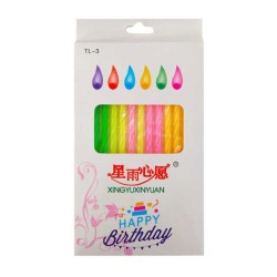 Paquete 12 velas de cera happy birthday para pastel, variedad de colores / gb-t2119-95