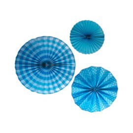 Decoración de rosetas Azul y Blanco 3 piezas