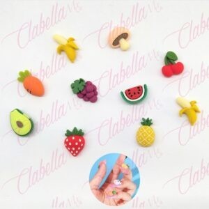Decoración figura KAWAII FRUTA para uñas POR PAR a granel, surtido (PB)