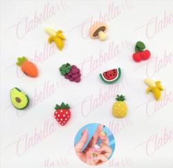 Decoración figura KAWAII FRUTA para uñas POR PAR a granel, surtido (PB)