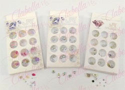 Decoración FIGURAS TORNASOL para uñas aprox 30 piezas en estuche de 7 x 12.5 cm con 12 divisiones. KT (140)-0664 (Cristales torn