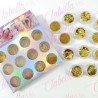 Decoración dorado GLITTER,AZUCAR Y FIGURA GEOMETRICA para uñas 12 piezas de 1/8 por paquete, (Sin estuche) surtido