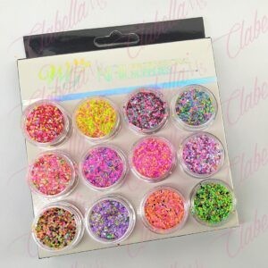 Decoración GLITTER NEON para uñas 12 piezas de 1/8 por paquete, (Sin estuche) surtido KT(262)-0256