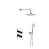 Blautherm conjunto monomando metálico empotrado 2 vías con soporte toma de agua, ducha teléfono y rociador cuadrado 225 mm Cromo