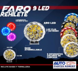FAROS LED REDONDO TIPO REHILETE CON LUZ FIJA Y ESTROBO IDEAL EN MOTO Y AUTO COMPACTO EXCELENTE ILUMINACION OEM. FALM2BK JUEGO 2 