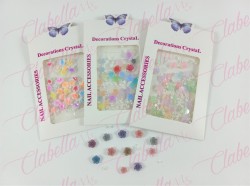 Decoración ROSAS GRANDES 3D de color CON MEDIA PERLA Y CAVIAR para uñas aprox 300 piezas por sobre, surtido