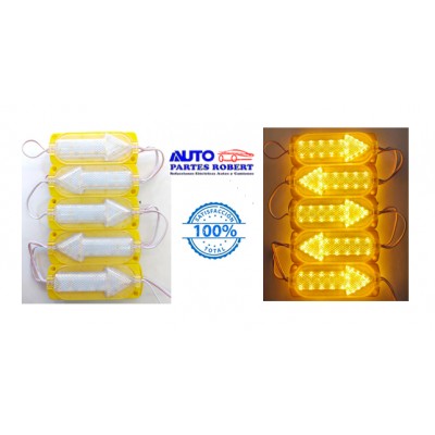 FLECHA LED 22 FOCOS COLOR AMBAR IDEAL PARA CARROCERIAS DE CAMION 12V A 24V EXCELENTE ILUMINACION NOTA : PRECIO POR 1 PIEZA OEM.