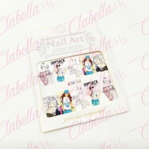 Decoración sticker tattoo FIGURAS SURTIDAS para uña completa aprox de 6.5x5cm por planilla, surtido sin blister (PB)