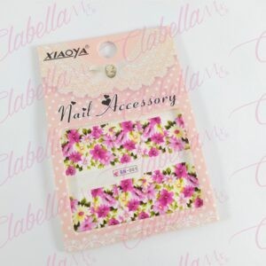 Decoración sticker tattoo FLORES MIXTAS CHICAS para uña completa aprox de 9.5×6.5cm por planilla, surtido