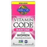 Garden of Life, Vitamin Code, RAW One, Suplemento multivitamínico de una ingesta diaria para mujeres, 75 cápsulas vegetales