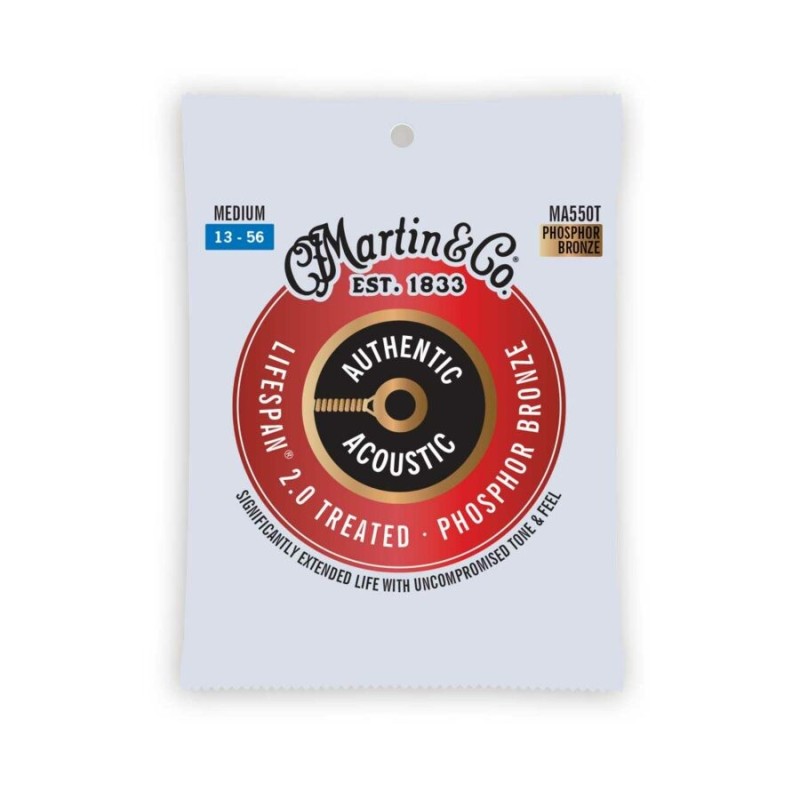 Cuerdas Martin para Guitarra Acústica Authentic Treated, Medium, 92/8