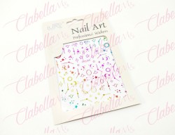 Decoración sticker FIGURAS SURTIDAS TORNASOL 3D para uñas aprox de 7.5x9cm por pieza, surtido (PB) (Grande, NO chica)