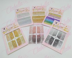 Decoración sticker GRECAS DE COLOR para uñas aprox de 8x10cm por planilla, surtido A26-z177 (PB)