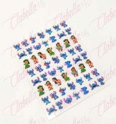 Decoración sticker LILO Y STITCH para uñas aprox de 6.5×8.5cm por planilla, surtido
