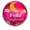 Globo de cumpleaños rosa con luna