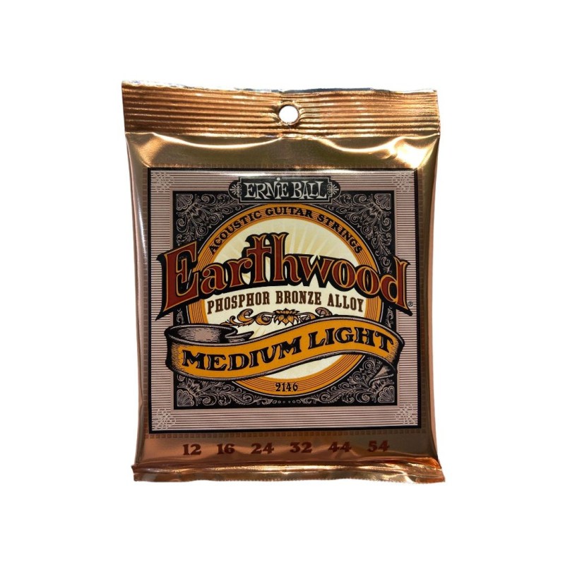 Ernie Ball Cuerdas de Guitarra Electroacustica, calibre 12-54 Earthwood 2146