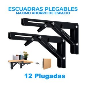 Par de soportes / escuadras metálicas negras de 12 pulgadas para repisa / hold.71.12