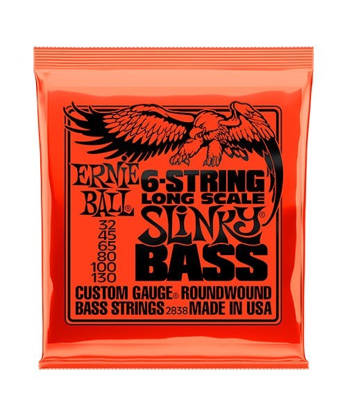 Cuerdas para bajo Electrico de 6 cuerdas Ernie Ball 2838 Calibre 32-130