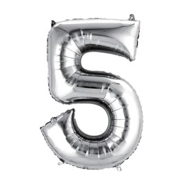Globo número 5 de 16 pulgadas plateado