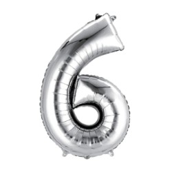Globo número 6 de 40 pulgadas plateado