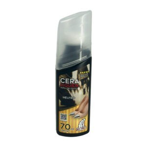 Bote de cera liquida para calzado en color neutro con aplicador de esponja, 70ml / 8010a
