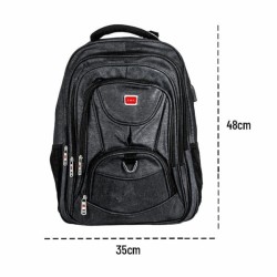 Mochila mediana lisa de 16 pulgadas con 4 compartimentos y placa lml, varieda de colores / R0X378