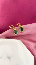Aretes rectangular verde #48B
