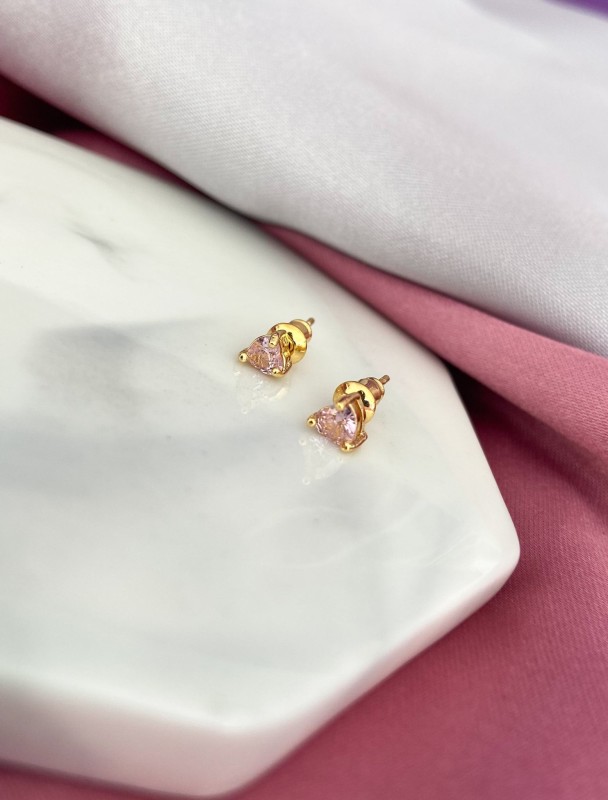 Aretes corazon mini rosa 82B
