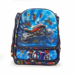 Mochila mediana con diseño de moto con efecto 3d variedad de colores -6004