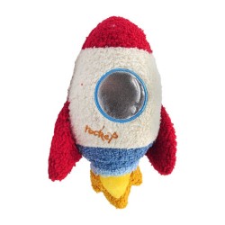 Peluche pequeño en forma de cohete con textura de lana tipo borrego, 28cm / rochep / 73776