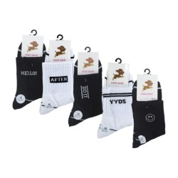 Par de calcetas / calcetines juveniles con frase do it, after, hello o yyds, variedad de colores / clf-228078