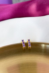 Aretes triple morado #17B