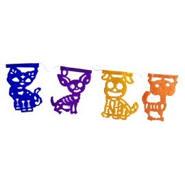 Papel picado Dia de muertos Silueta Mascotas