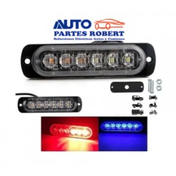 LUZ ESTROBO LATERAL 6 LED TIPO PATRULLA ESCOLTA VARIAS FUNCIONES EN COLOR ROJO AZUL OEM.