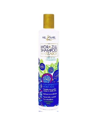 Shampoo matiz libre de sales y parabenos con extracto de mora azul, elimina visos 300ml