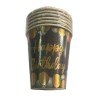 Vasos de cartón Negro Happy Birthday (6 piezas)