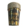 Vasos de cartón Negro Happy Birthday (6 piezas)