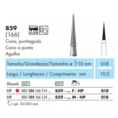Fresa de Diamante NTI Cono Agudo HP Grano Fino