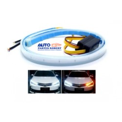 TIRA LED FLEXIBLE DE TIPO GEL COLOR BLANCO Y AMBAR MEDIDA 60 CM 2 PIEZAS OEM.