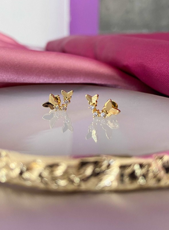 Aretes 2 mariposas con Zirconia 156