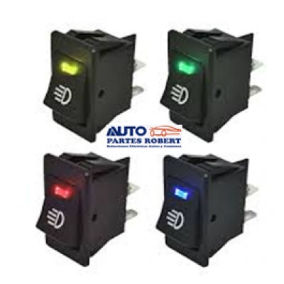 SWITCH TECLA CON PILOTO VERDE ON OFF 12V 4 TERMINALES IDEAL PARA NISSAN URVAN TAMAÑO EXACTO PARA EL TABLERO 38.5 X 21mm OEM. ASW
