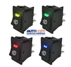 SWITCH TECLA CON PILOTO VERDE ON OFF 12V 4 TERMINALES IDEAL PARA NISSAN URVAN TAMAÑO EXACTO PARA EL TABLERO 38.5 X 21mm OEM. ASW