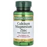 Nature's Bounty, Calcio, magnesio y zinc con vitaminaD3, 100comprimidos oblongos recubiertos