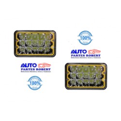 UNIDAD LED 4656 RECTANGULAR CHICA 5" ALTA Y BAJA CON MARCO AMARILLO JUEGO DE 2 PIEZAS 12 VOLTS Y 24 VOLTS OEM. 4656 LED