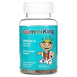 GummiKing, Omega-3 con DHA y EPA para niños, Fresa, naranja y limón, 70 mg, 60 gomitas (35 mg por gomita)