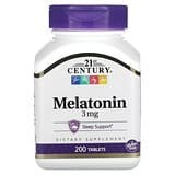 21st Century, Melatonina, 3mg, 200comprimidos