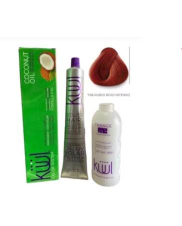 Tinte Kuul 90ml + peróxido 135ml Tono 7.66 Rubio rojo intenso