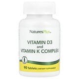 NaturesPlus, Complejo de vitaminaD3 y vitaminaK, 90comprimidos