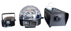 Set iluminación/Paquete Máquina de humo 400W, Jelly RGBWA, Mini Láser