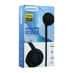 Audífonos manos libres alámbricas moreka con sonido estéreo y entrada auxiliar 3.5mm, variedad de colores / m916